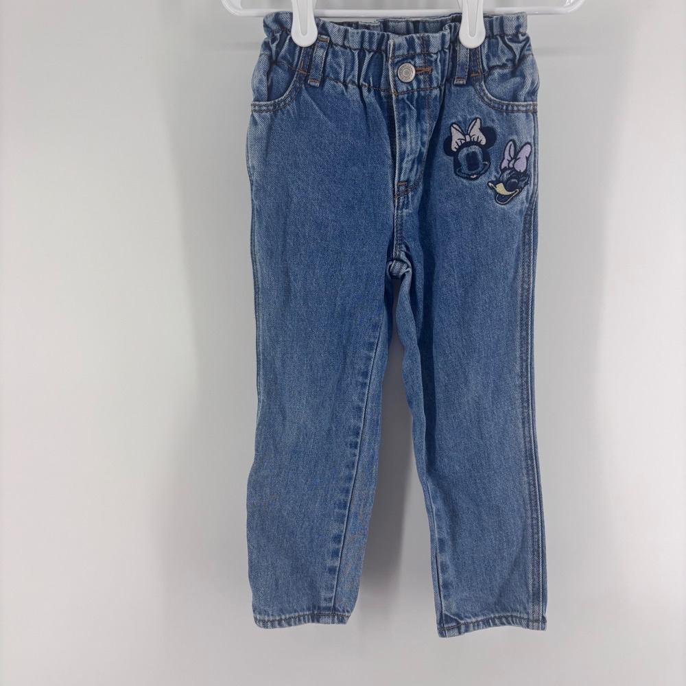 Girls Disney Jeans Minnie Mouse Daisy Duck Applique Elastic Waist
